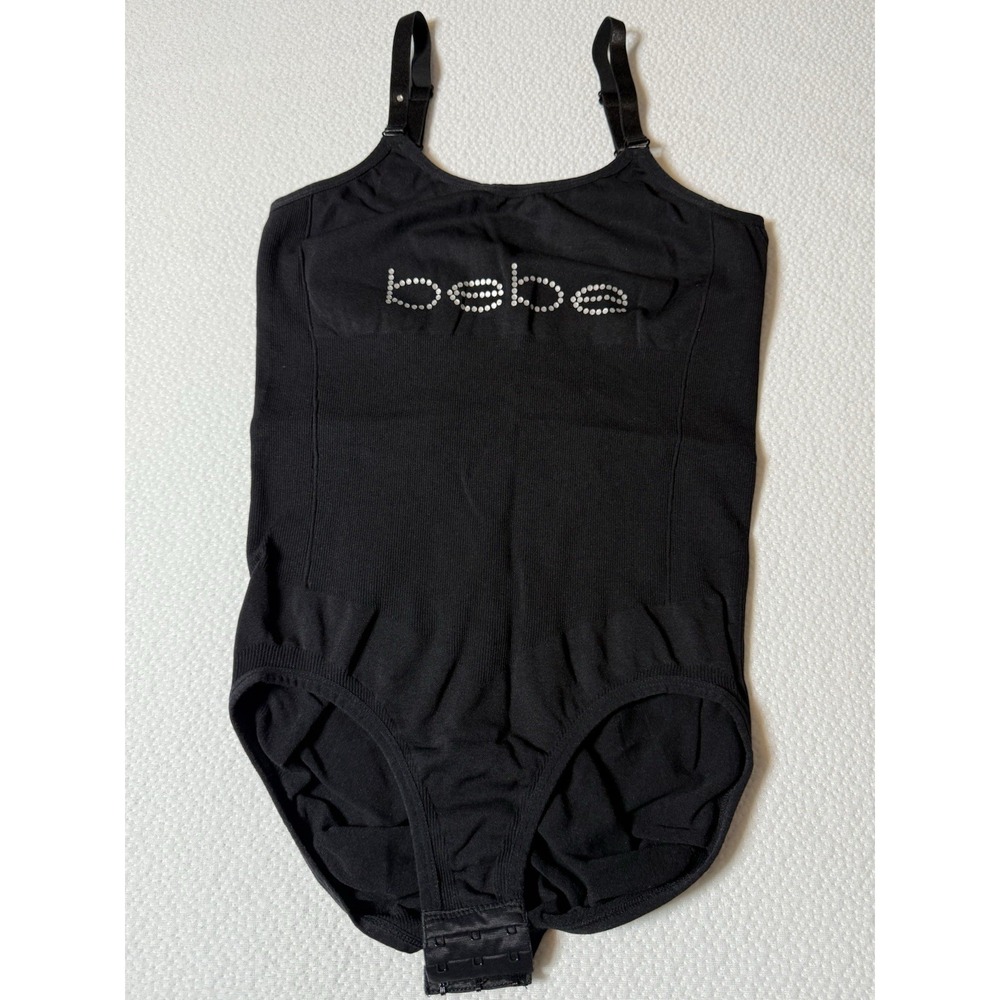 Bebe Black Seamless Shapewear Bodysuit Logo XL‎